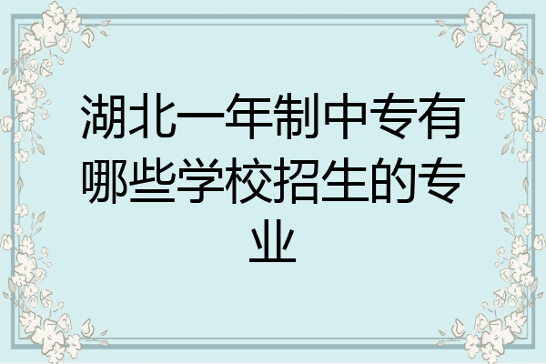 湖北一年制中专有哪些学校招生的专业
