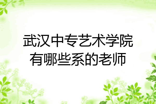 武汉中专艺术学院有哪些系的老师