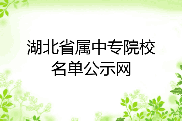 湖北省属中专院校名单公示网