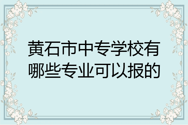 黄石市中专学校有哪些专业可以报的
