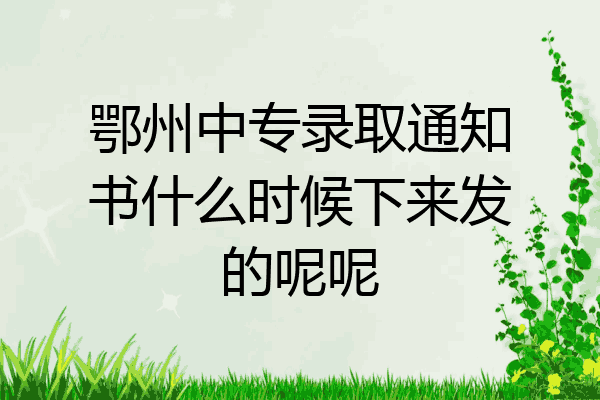 鄂州中专录取通知书什么时候下来发的呢呢