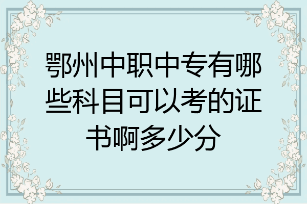 鄂州中职中专有哪些科目可以考的证书啊多少分