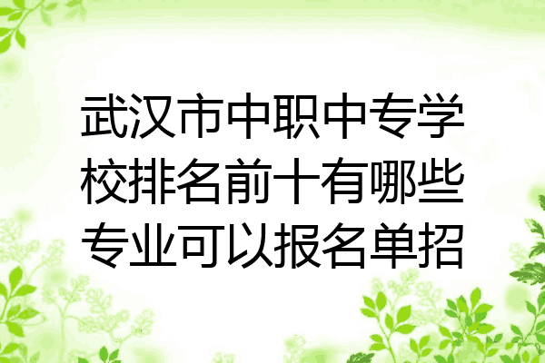 武汉市中职中专学校排名前十有哪些专业可以报名单招