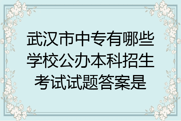 武汉市中专有哪些学校公办本科招生考试试题答案是