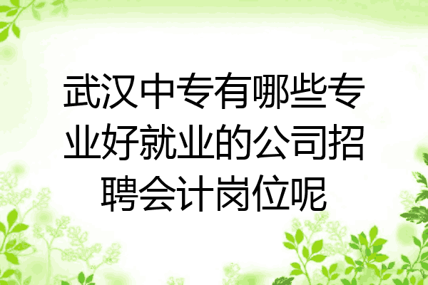 武汉中专有哪些专业好就业的公司招聘会计岗位呢