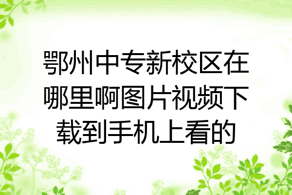 鄂州中专新校区在哪里啊图片视频下载到手机上看的