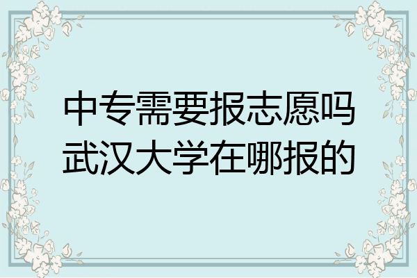中专需要报志愿吗武汉大学在哪报的