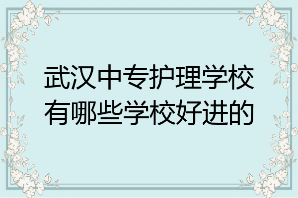 武汉中专护理学校有哪些学校好进的