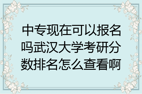 中专现在可以报名吗武汉大学考研分数排名怎么查看啊