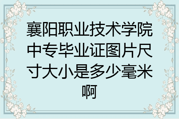 襄阳职业技术学院中专毕业证图片尺寸大小是多少毫米啊
