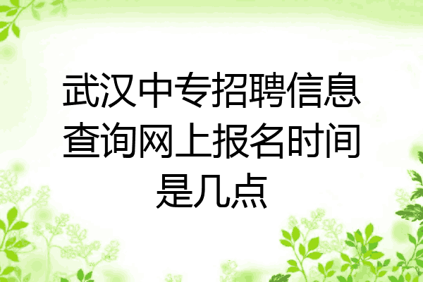 武汉中专招聘信息查询网上报名时间是几点