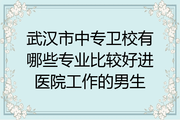 武汉市中专卫校有哪些专业比较好进医院工作的男生