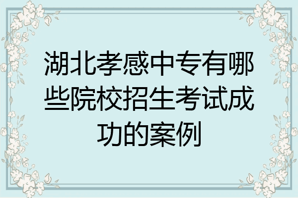 湖北孝感中专有哪些院校招生考试成功的案例