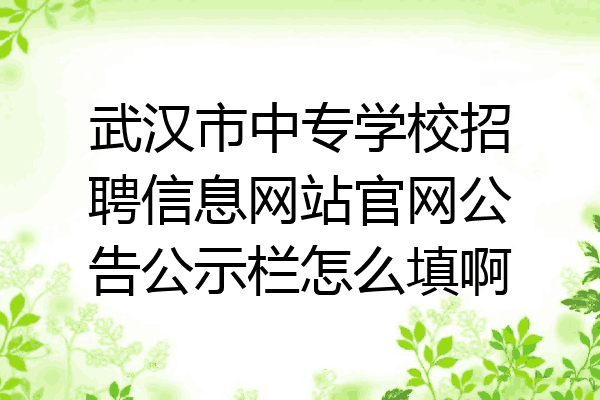 武汉市中专学校招聘信息网站官网公告公示栏怎么填啊