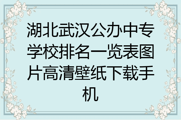 湖北武汉公办中专学校排名一览表图片高清壁纸下载手机