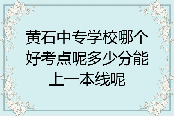 黄石中专学校哪个好考点呢多少分能上一本线呢