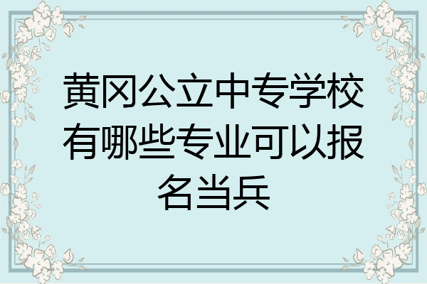 黄冈公立中专学校有哪些专业可以报名当兵