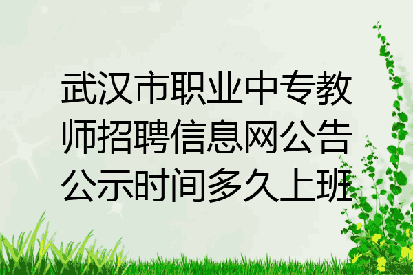 武汉市职业中专教师招聘信息网公告公示时间多久上班