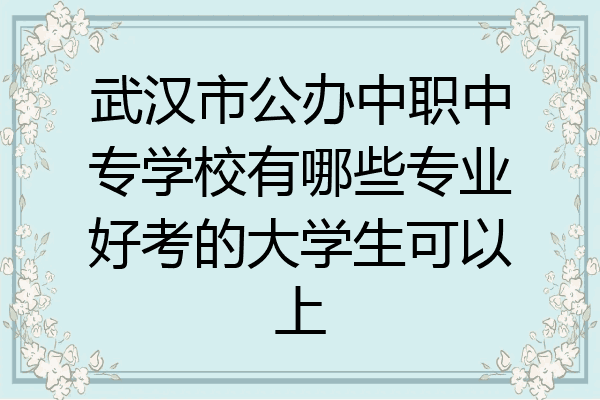 武汉市公办中职中专学校有哪些专业好考的大学生可以上