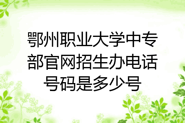 鄂州职业大学中专部官网招生办电话号码是多少号