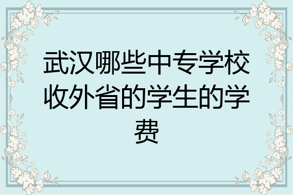 武汉哪些中专学校收外省的学生的学费