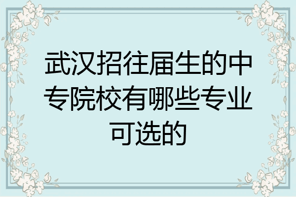 武汉招往届生的中专院校有哪些专业可选的