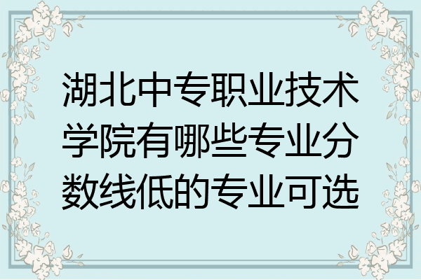 湖北中专职业技术学院有哪些专业分数线低的专业可选