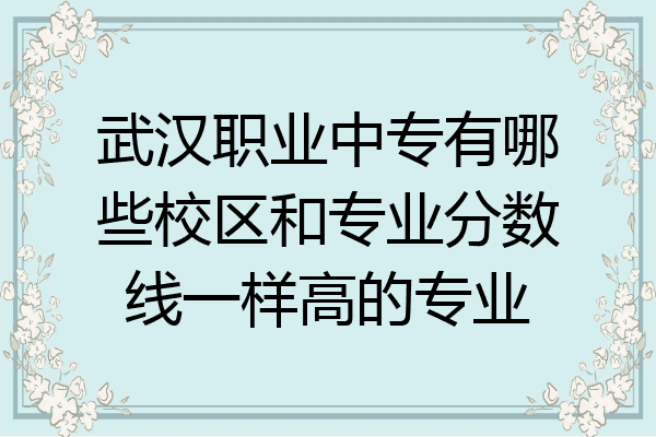 武汉职业中专有哪些校区和专业分数线一样高的专业