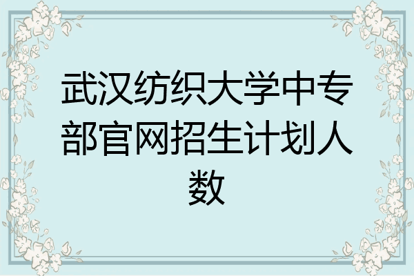 武汉纺织大学中专部官网招生计划人数