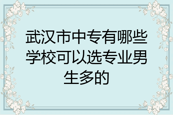 武汉市中专有哪些学校可以选专业男生多的