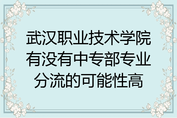 武汉职业技术学院有没有中专部专业分流的可能性高