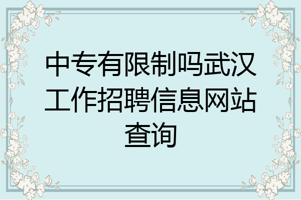 中专有限制吗武汉工作招聘信息网站查询