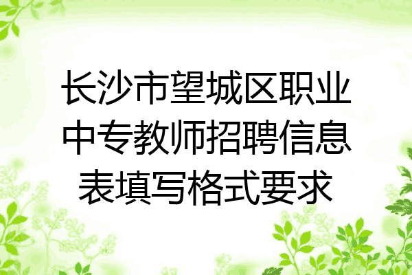 长沙市望城区职业中专教师招聘信息表填写格式要求