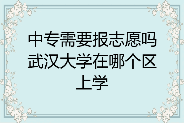 中专需要报志愿吗武汉大学在哪个区上学