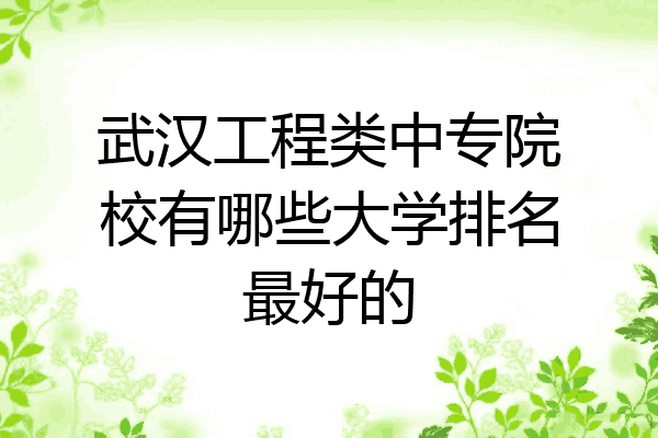 武汉工程类中专院校有哪些大学排名最好的