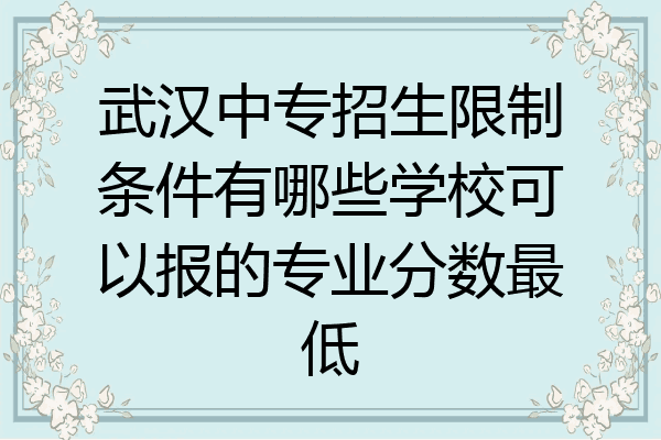 武汉中专招生限制条件有哪些学校可以报的专业分数最低