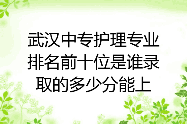 武汉中专护理专业排名前十位是谁录取的多少分能上