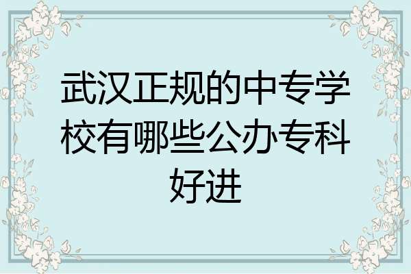 武汉正规的中专学校有哪些公办专科好进