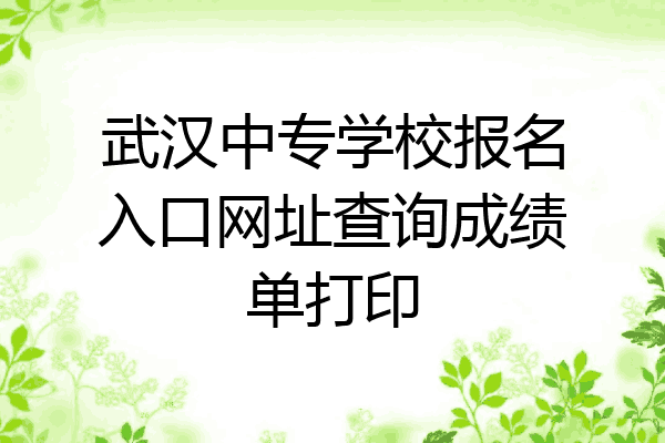 武汉中专学校报名入口网址查询成绩单打印