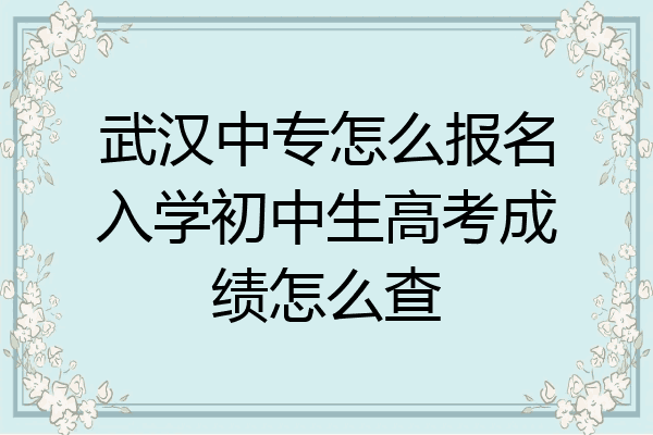 武汉中专怎么报名入学初中生高考成绩怎么查