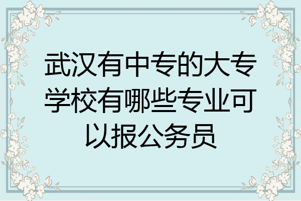 武汉有中专的大专学校有哪些专业可以报公务员
