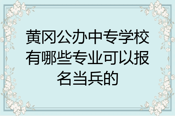 黄冈公办中专学校有哪些专业可以报名当兵的