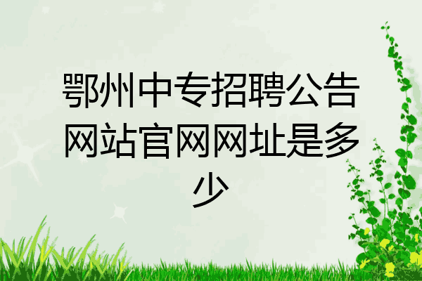 鄂州中专招聘公告网站官网网址是多少