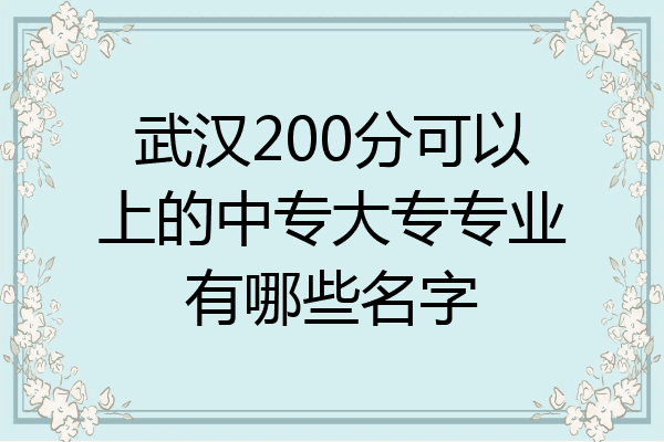 武汉200分可以上的中专大专专业有哪些名字