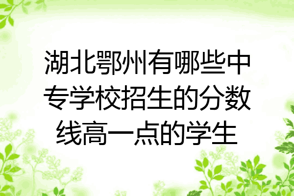 湖北鄂州有哪些中专学校招生的分数线高一点的学生
