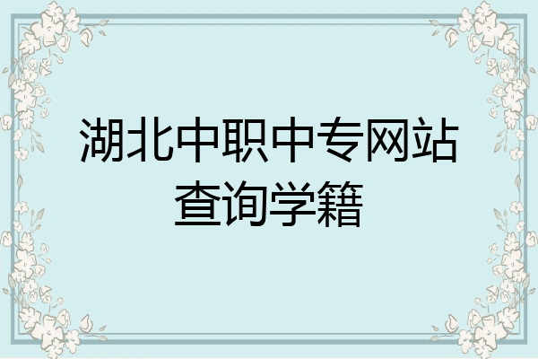 湖北中职中专网站查询学籍