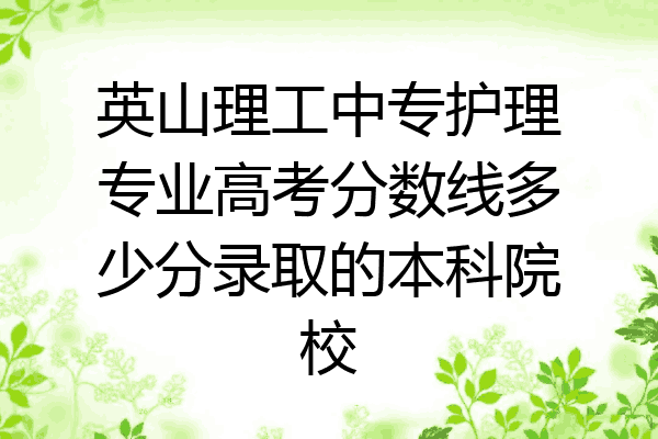 英山理工中专护理专业高考分数线多少分录取的本科院校