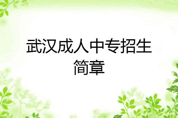 武汉成人中专招生简章