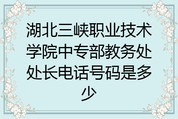 湖北三峡职业技术学院中专部教务处处长电话号码是多少