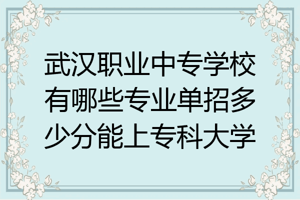 武汉职业中专学校有哪些专业单招多少分能上专科大学